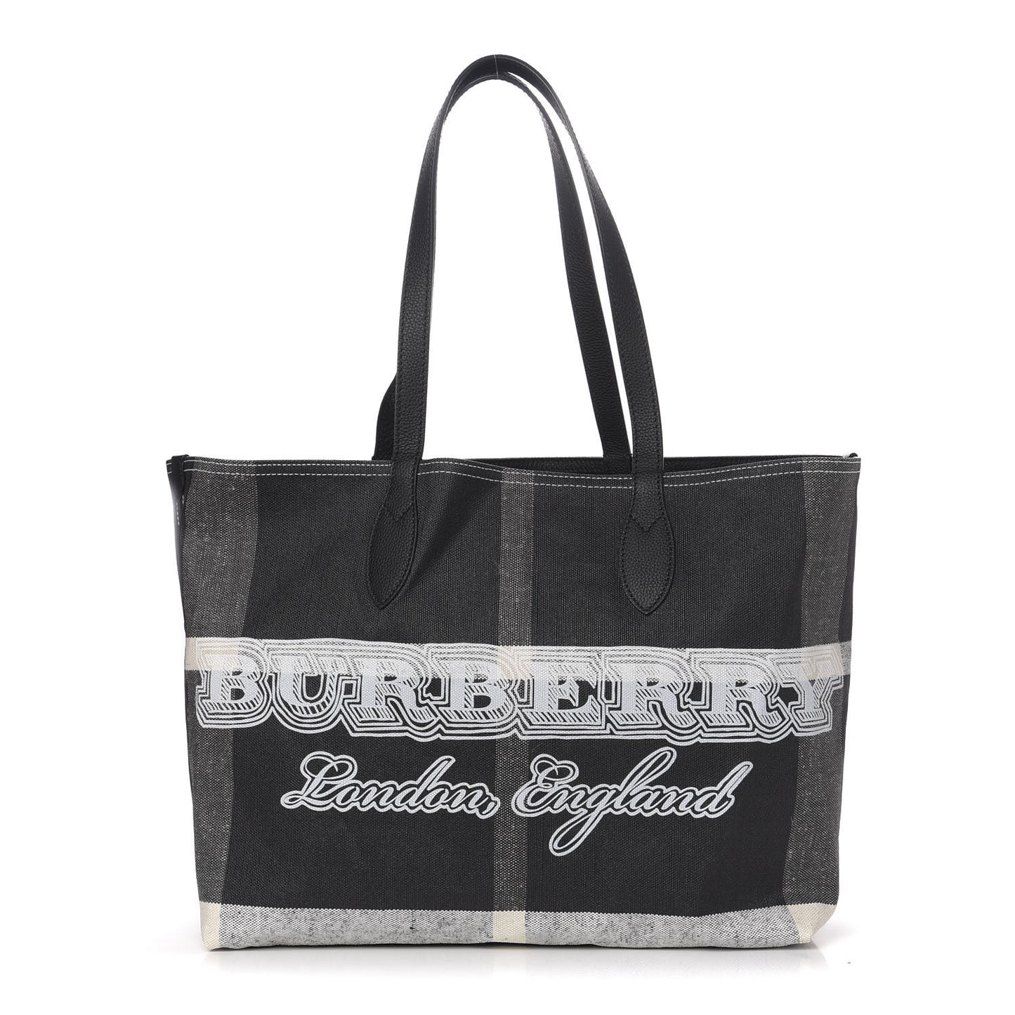 Coated Canvas Mega Check Medium Doodle Tote Black White