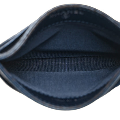 Chanel Metallic Lambskin Quilted Diamond CC Card Holder Blue 5 of 7