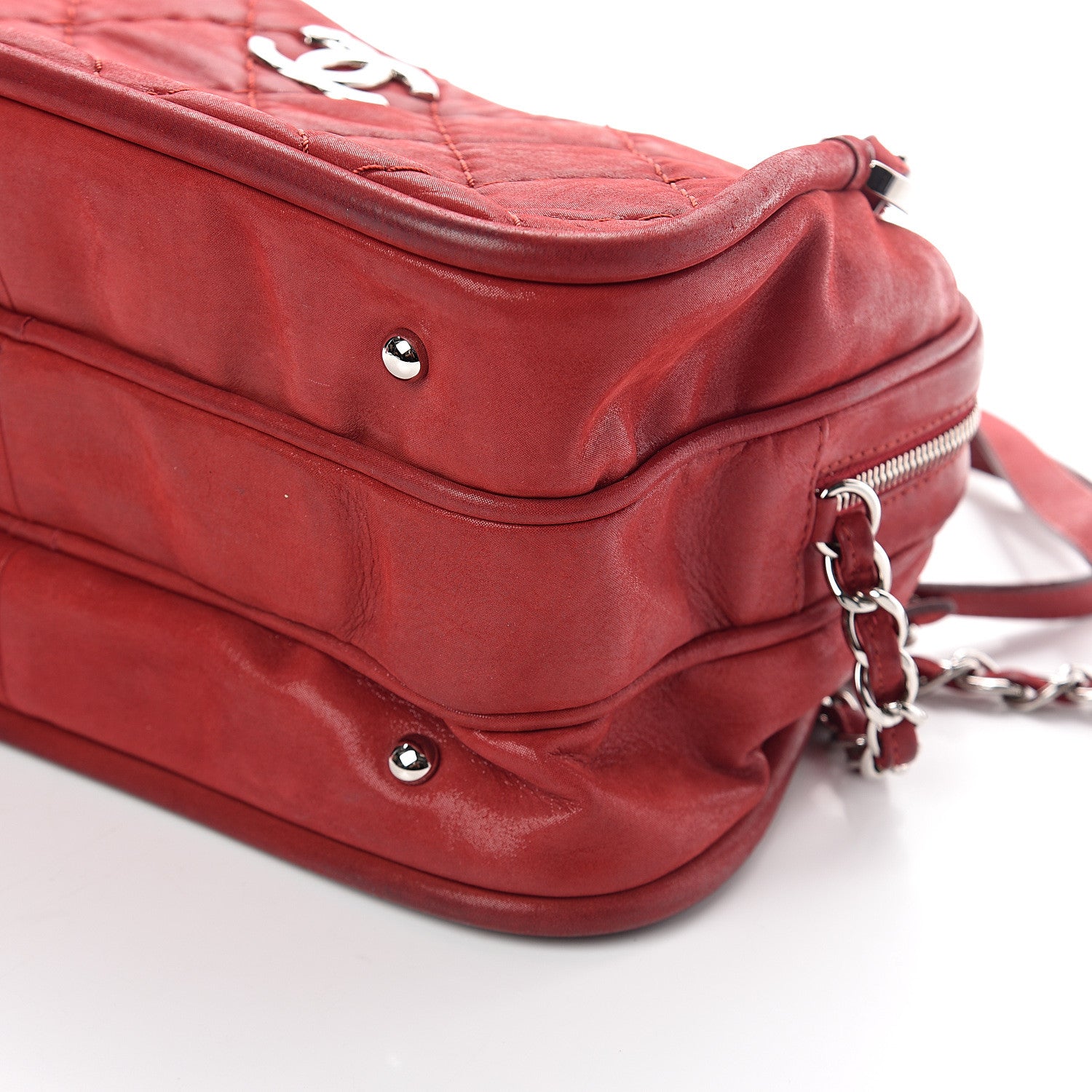 Chanel Iridescent Calfskin Quilted Relax CC Camera Case Red 8 of 8