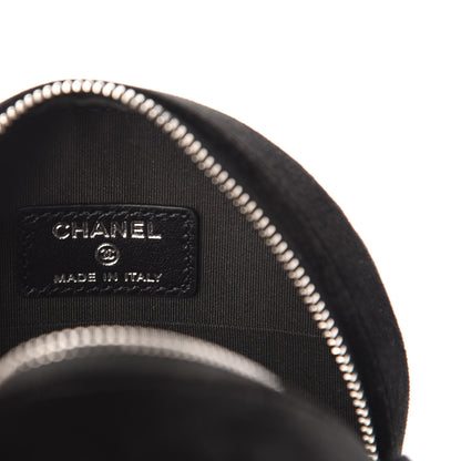 Chanel Suede Camellia Quilted Round Clutch With Chain Black 6 of 11