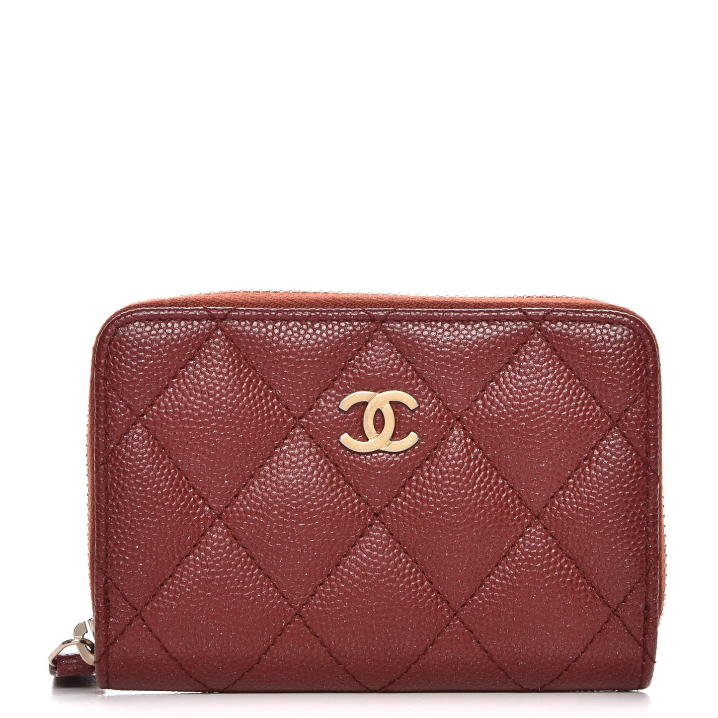 Caviar Quilted Zip Around Coin Purse Red