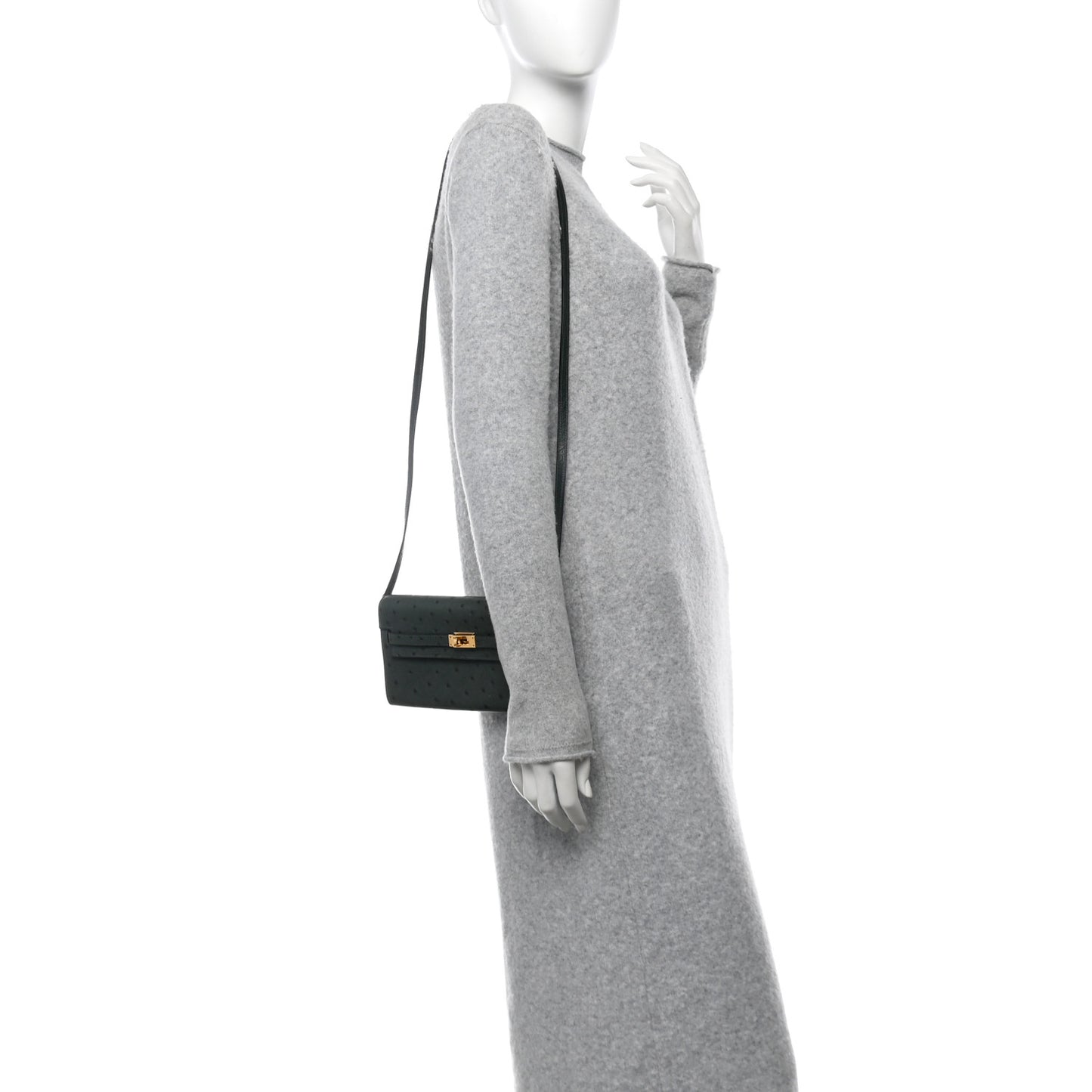 Ostrich Kelly Wallet To Go Vert Titien