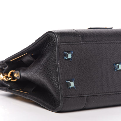 Valentino Garavani Grained Calfskin Twist Lock My Rockstud Shoulder Bag Black 6 of 9