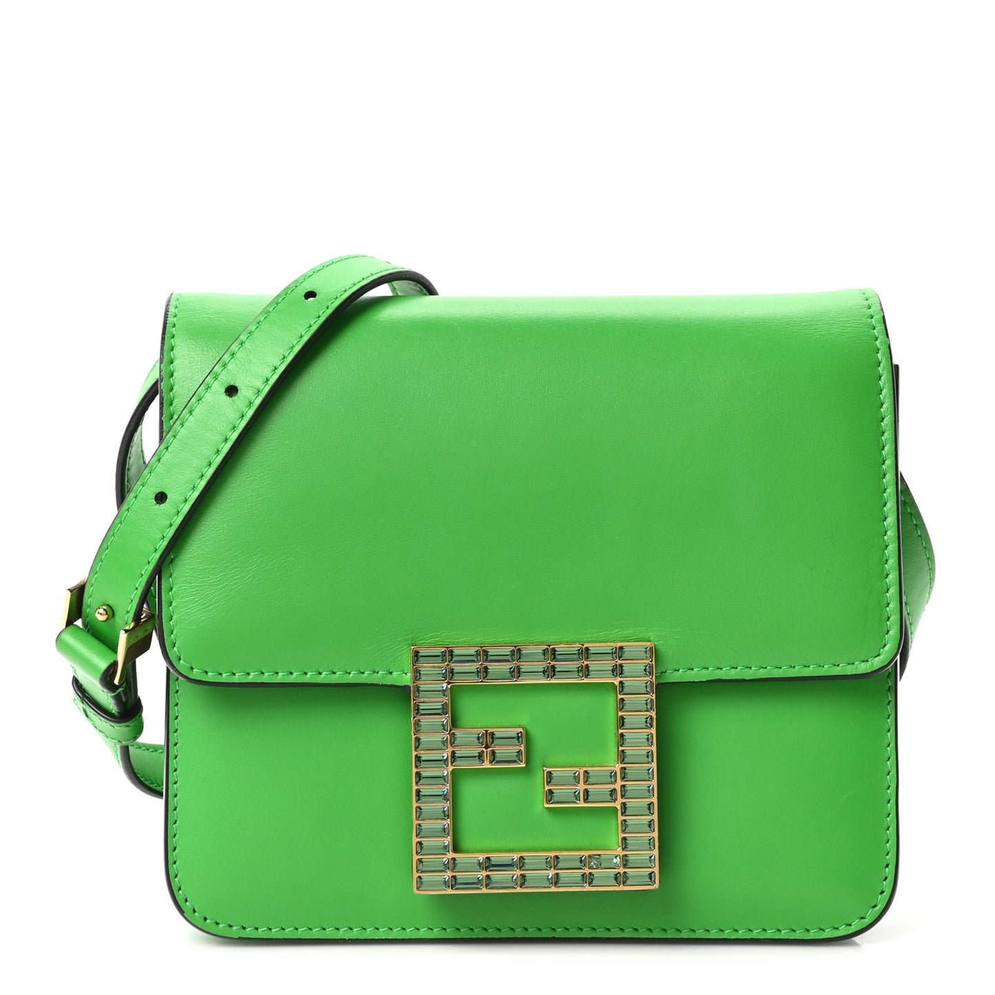 Vitello King Crystal Fab Crossbody Bag Tomatillo