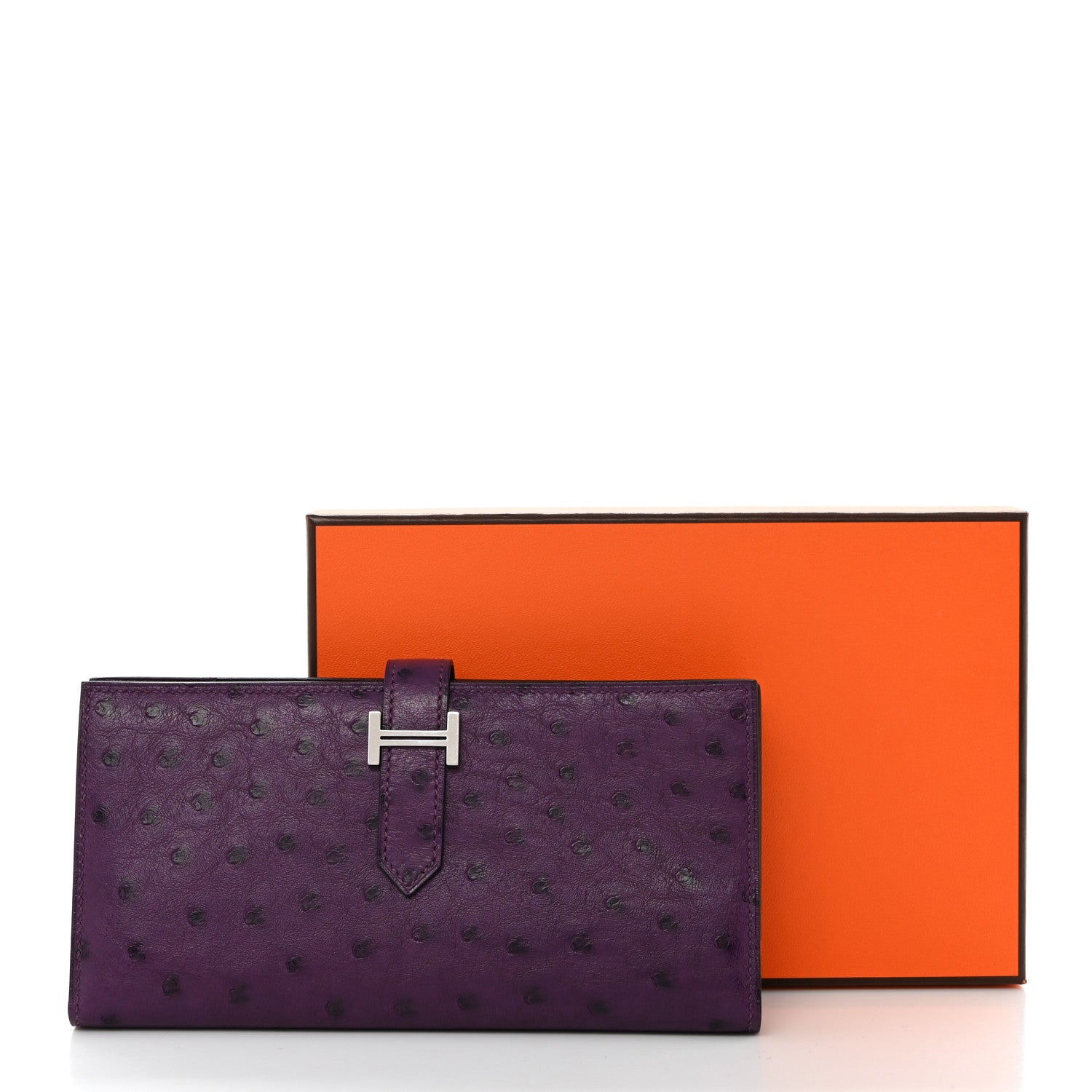Hermes Ostrich Bearn Wallet Violine 8 of 8