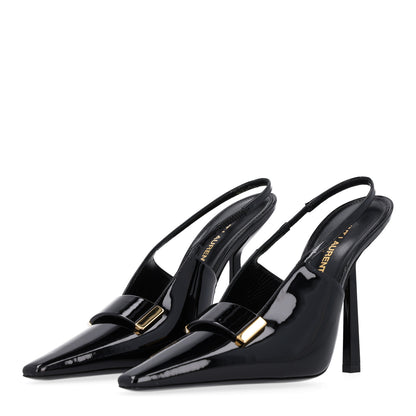 Saint Laurent Vernice Grupy Madame 115mm Slingback Pumps 37 Black 4 of 11