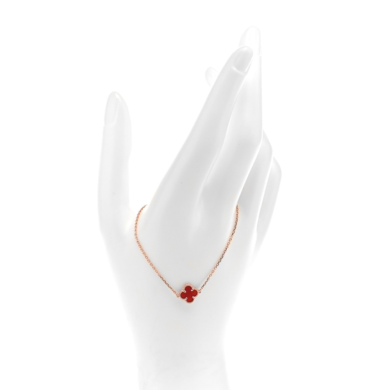 Van Cleef & Arpels 18K Rose Gold Carnelian Sweet Alhambra Bracelet 2 of 7