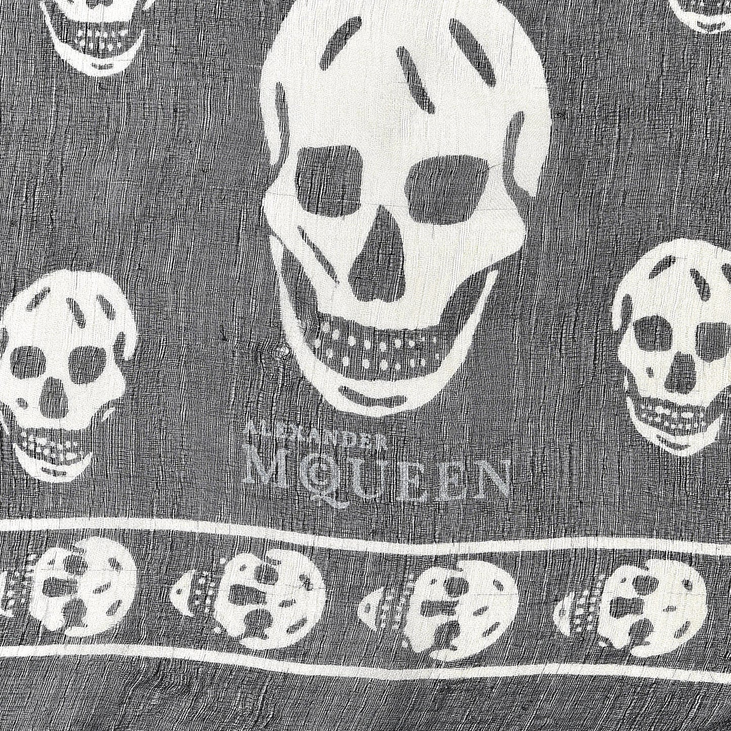 Silk Chiffon Skull Scarf Black Ivory