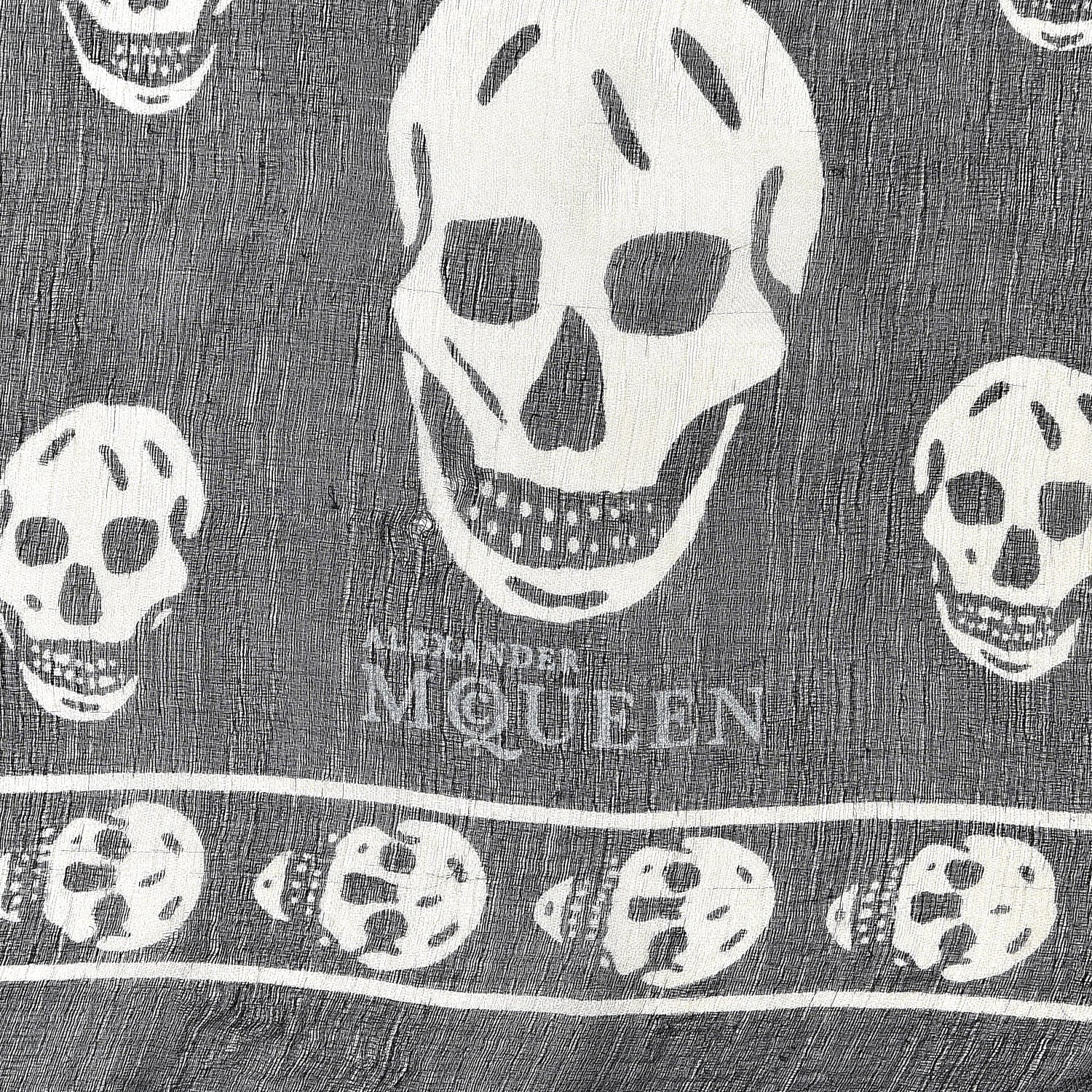 Alexander McQueen Silk Chiffon Skull Scarf Black Ivory 3 of 4