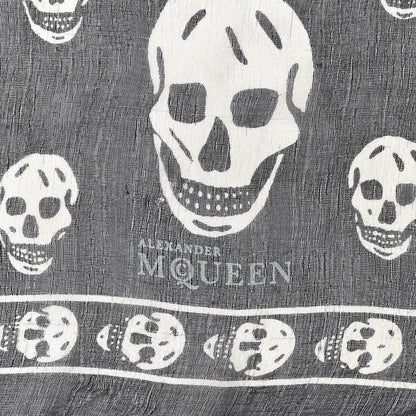 Alexander McQueen Silk Chiffon Skull Scarf Black Ivory 3 of 4