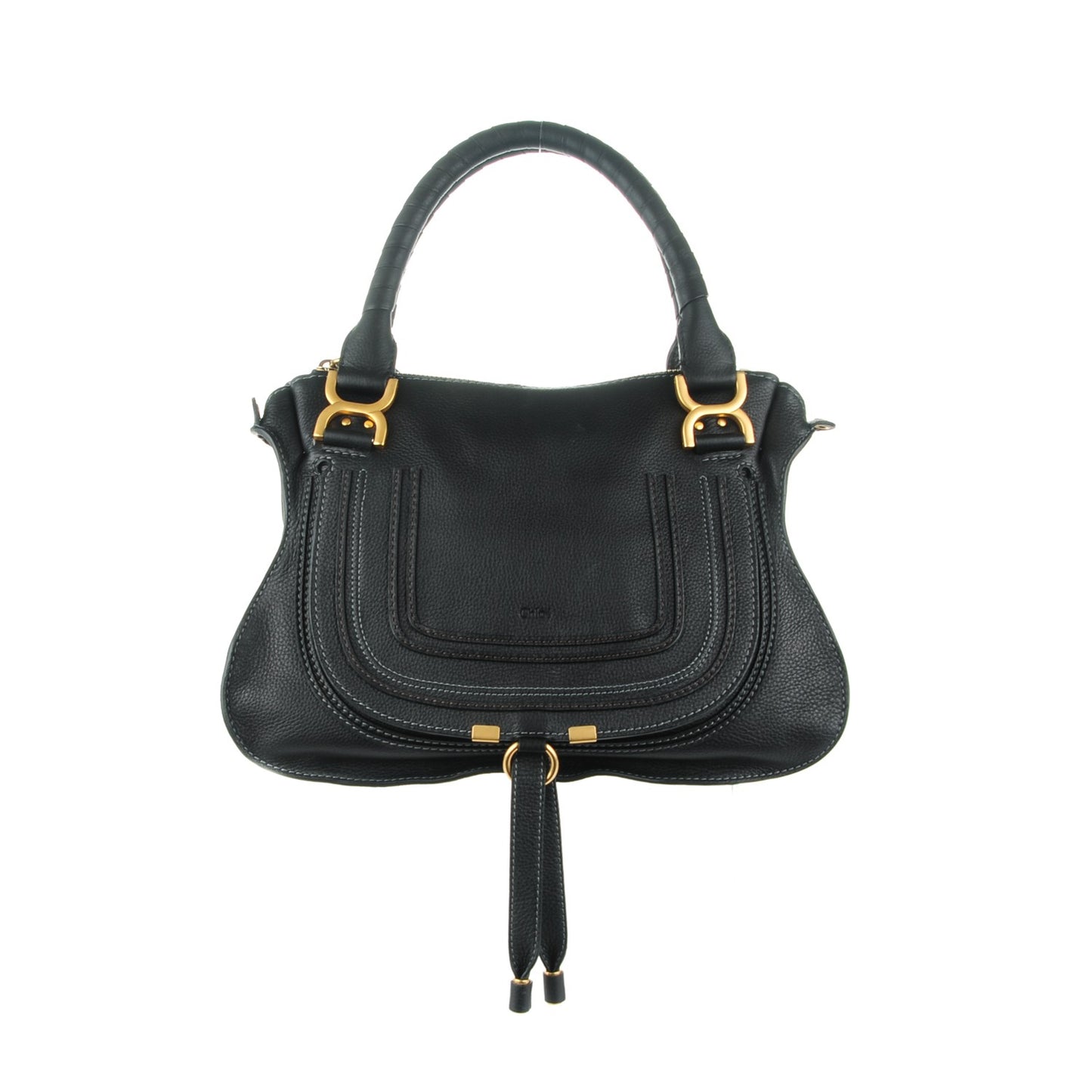 Calfskin Medium Marcie Satchel Black