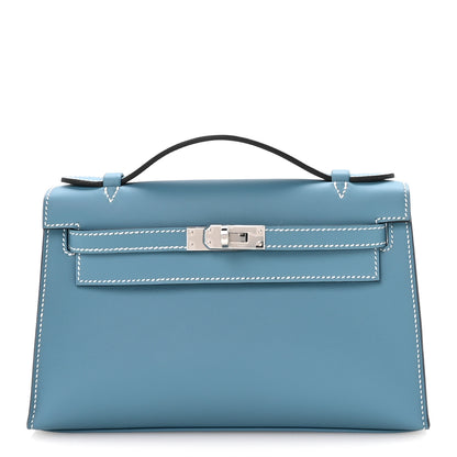 Hermes Swift Kelly Pochette Clutch Blue Jean 1 of 11