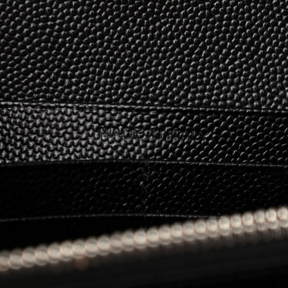 Saint Laurent Grain De Poudre Matelasse Chevron Monogram Chain Wallet Black 7 of 10