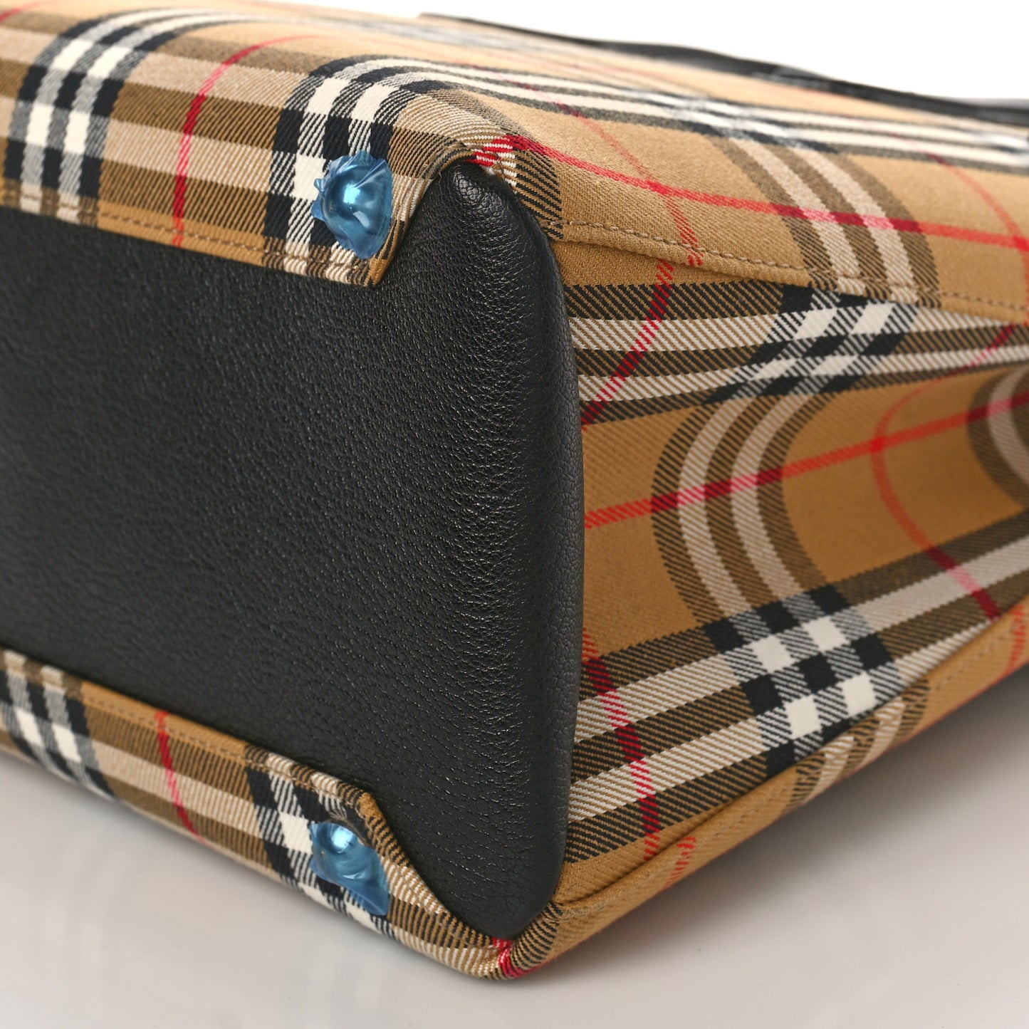 Goatskin Vintage Check Medium Banner Tote Black