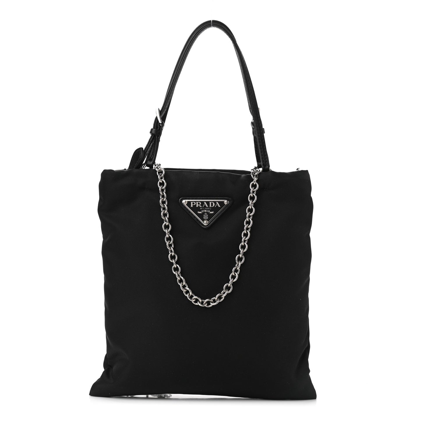 Tessuto Nylon Chain Shopping Tote Black
