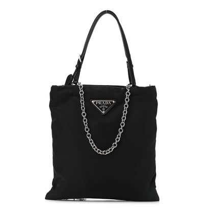 Prada Tessuto Nylon Chain Shopping Tote Black 1 of 10