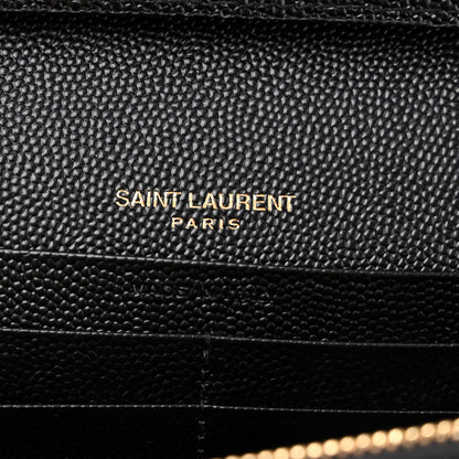 Saint Laurent Grain De Poudre Matelasse Chevron Monogram Chain Wallet Black 12 of 27