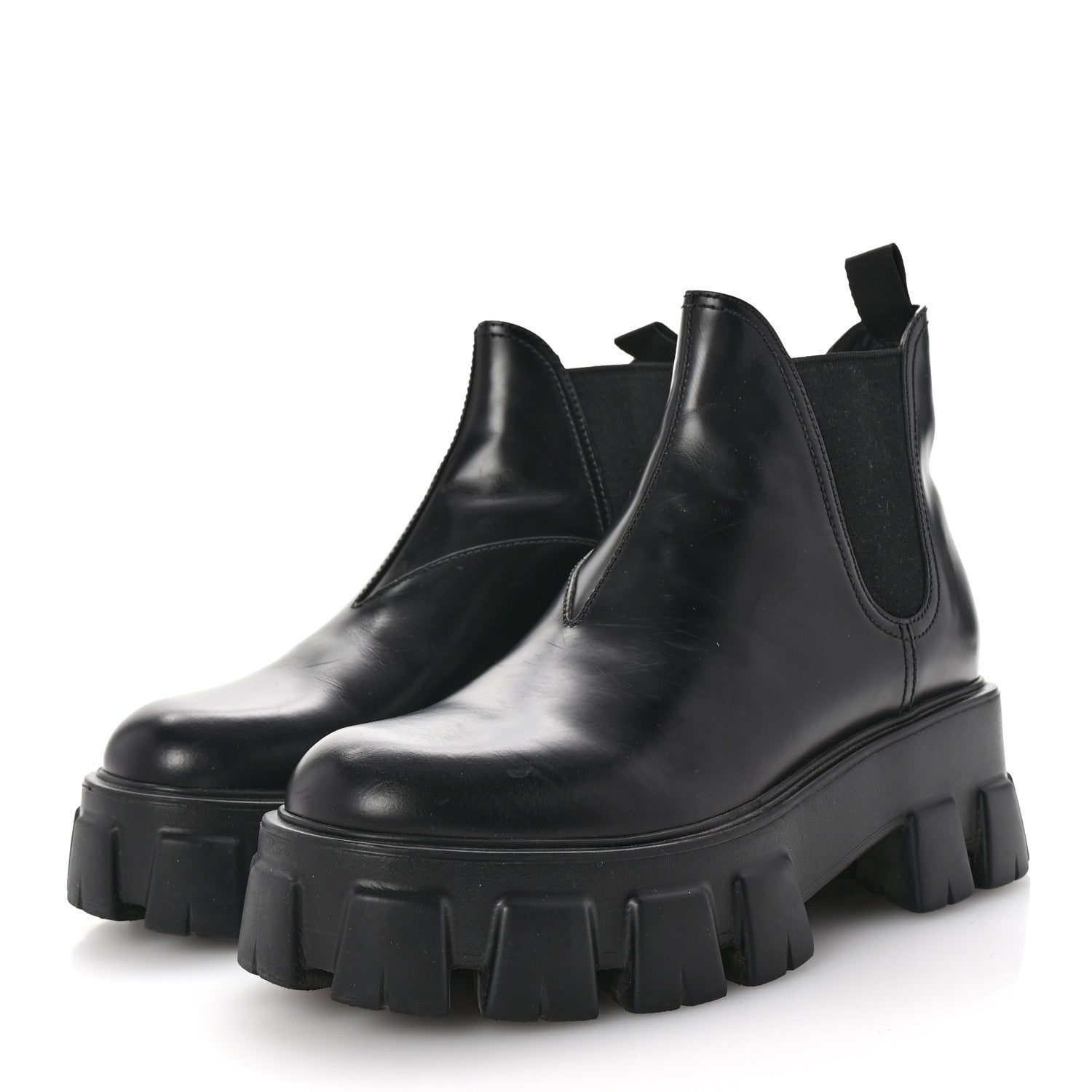 Prada Spazzolato Rois Monolith Chelsea 55mm Ankle Boots 39.5 Black 4 of 11