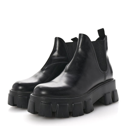 Prada Spazzolato Rois Monolith Chelsea 55mm Ankle Boots 39.5 Black 4 of 11