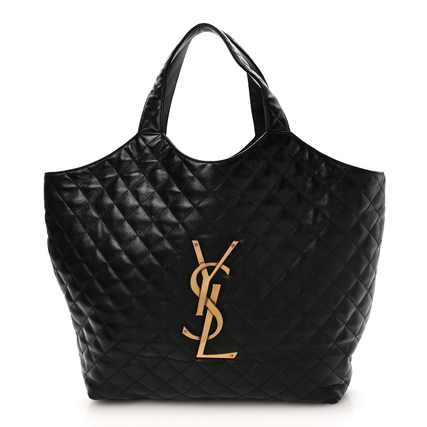 Lambskin Quilted Maxi Icare Shopping Tote Black