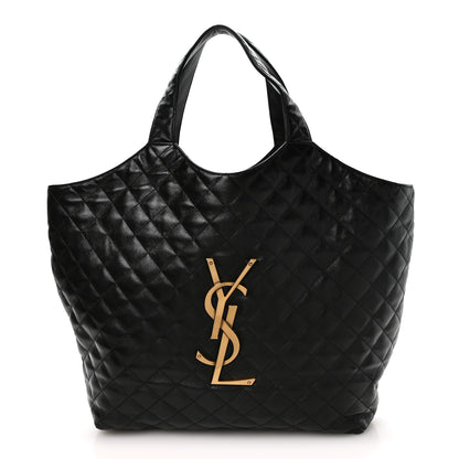Saint Laurent Lambskin Quilted Maxi Icare Shopping Tote Black 1 of 11