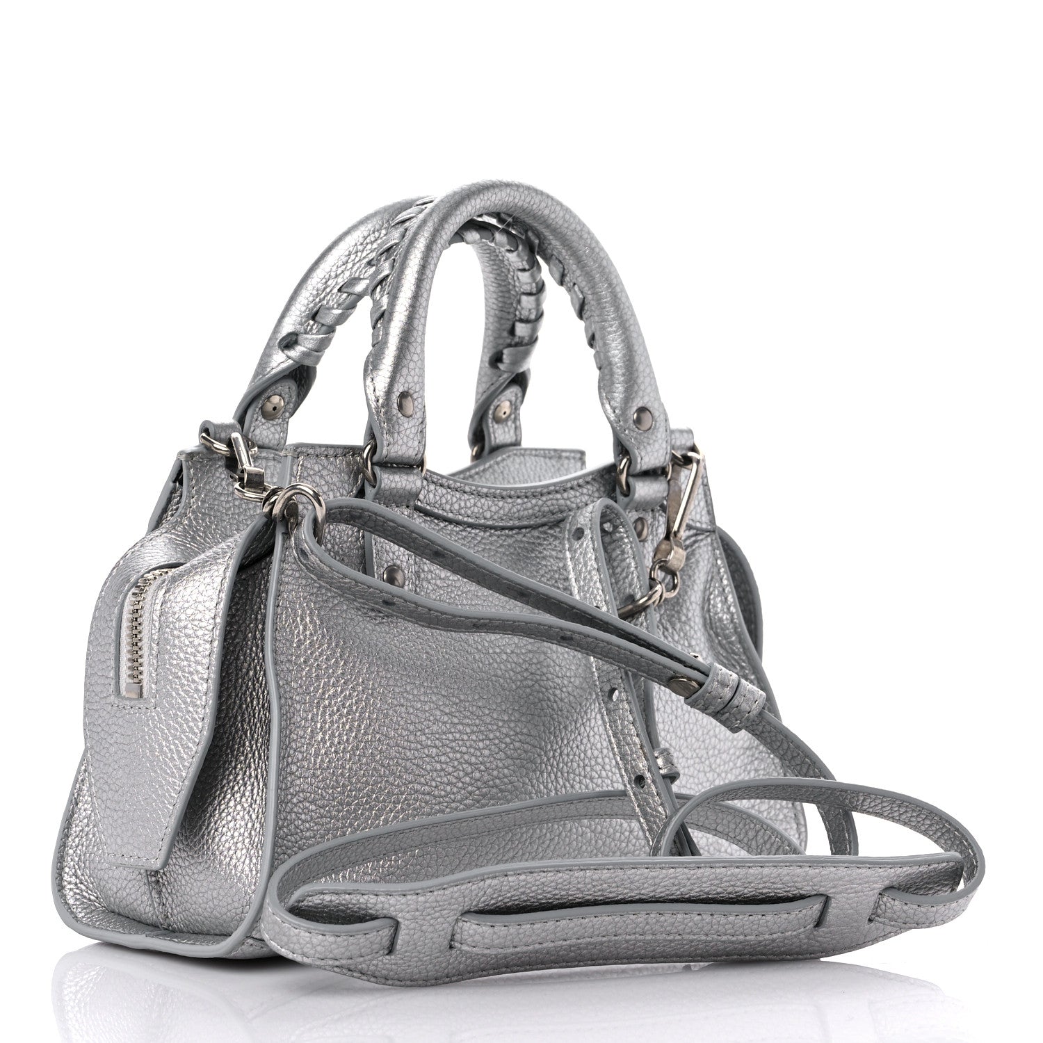 Balenciaga Metallic Grained Calfskin Neo Classic Silver Hardware Mini City Silver 3 of 10
