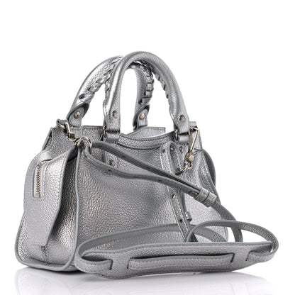 Balenciaga Metallic Grained Calfskin Neo Classic Silver Hardware Mini City Silver 3 of 10
