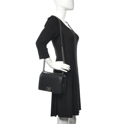 Chanel Lambskin Stitch Quilted Medium Boy Flap Black 2 of 14