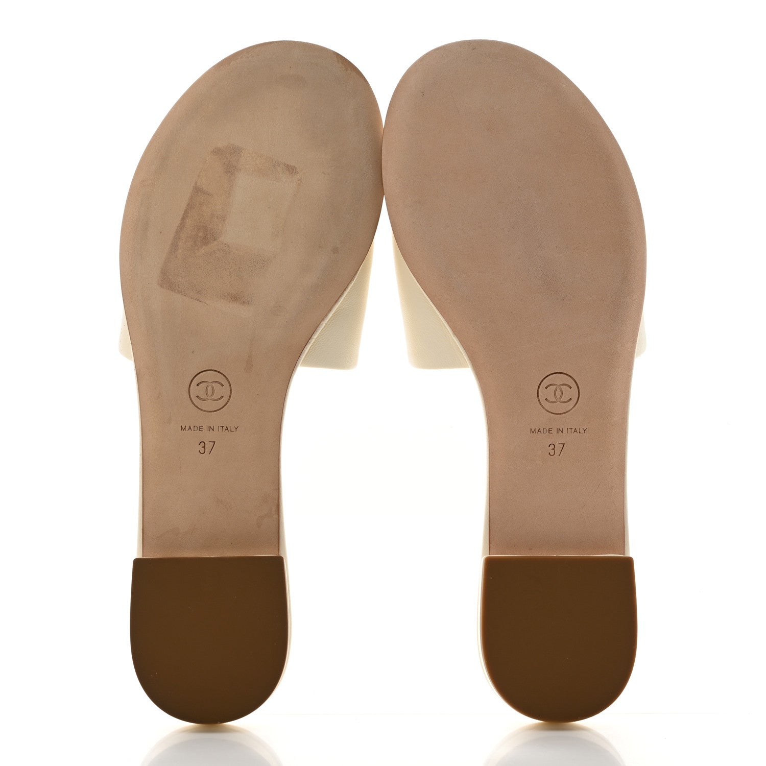 Chanel Calfskin Pearl CC Mules 37 Ivory 5 of 9