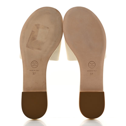 Chanel Calfskin Pearl CC Mules 37 Ivory 5 of 9