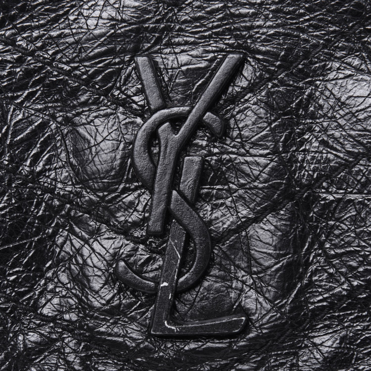 Saint Laurent Crinkled Calfskin Matelasse Monogram Baby Niki Chain Satchel Black 17 of 18