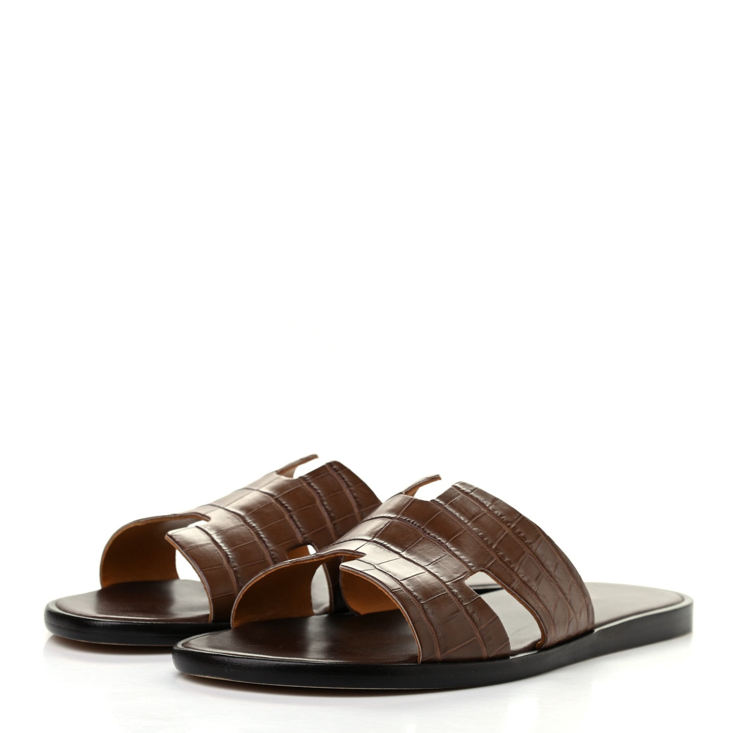 Hermes Matte Niloticus Crocodile Mens Izmir Sandals 42 Cacao 3 of 7