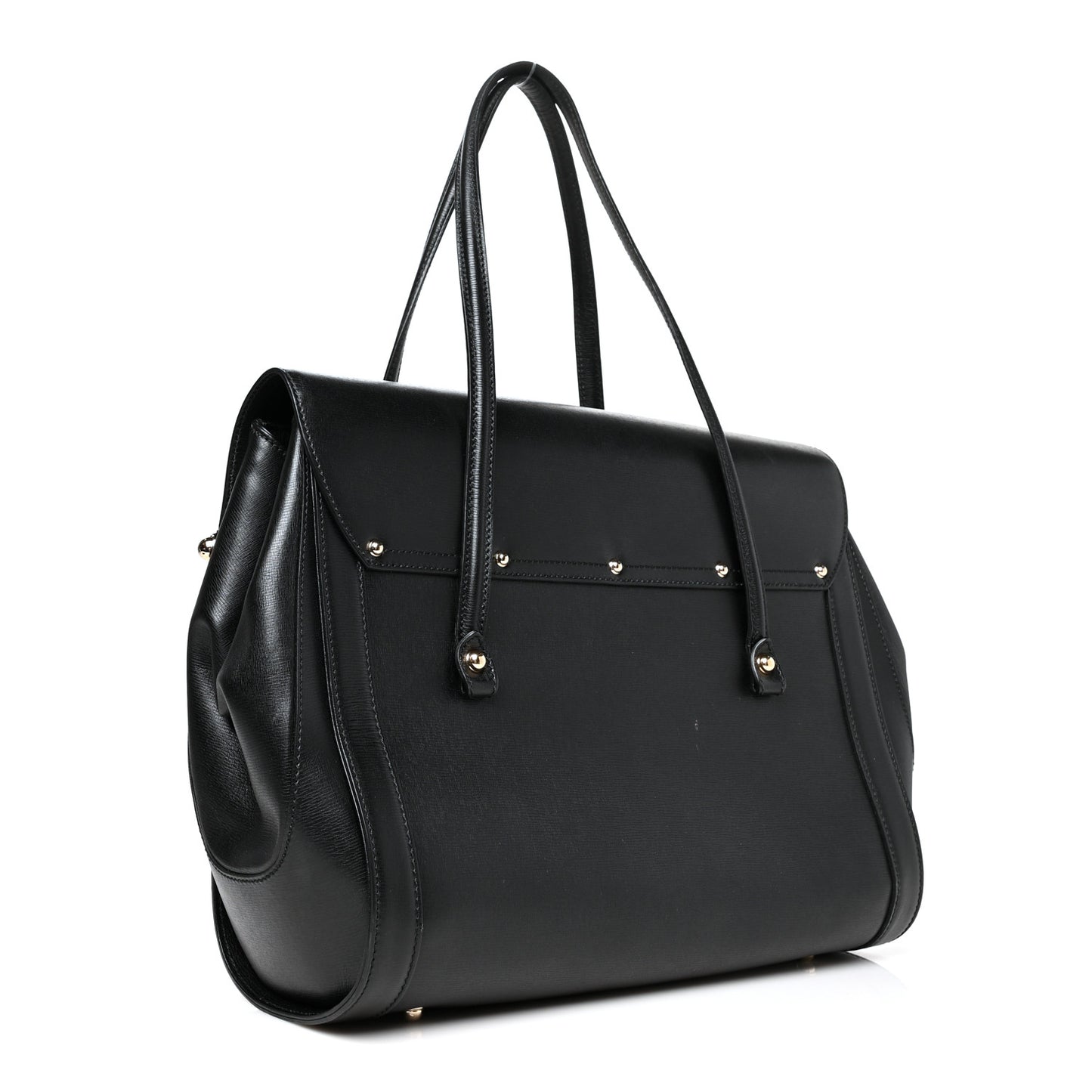 Calfskin Bamboo Bullet Top Handle Bag Black