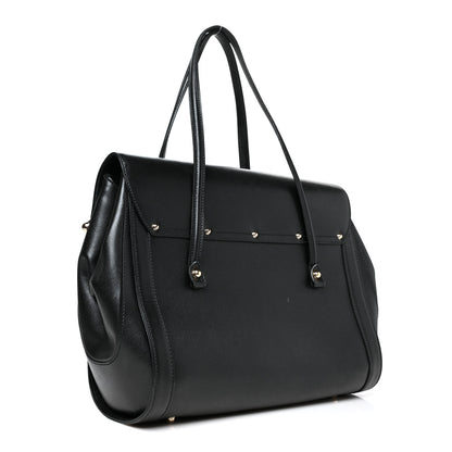 Gucci Calfskin Bamboo Bullet Top Handle Bag Black 3 of 13
