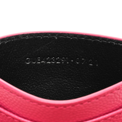 Saint Laurent Grain De Poudre Matelasse Chevron Monogram Credit Card Case Fresh Fuxia 7 of 7