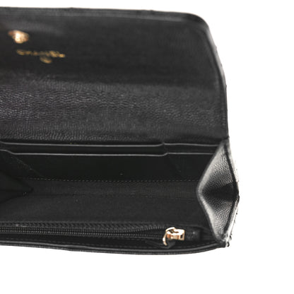 Chanel Caviar Quilted Crystal CC Large Gusset Flap Wallet Black 5 of 10