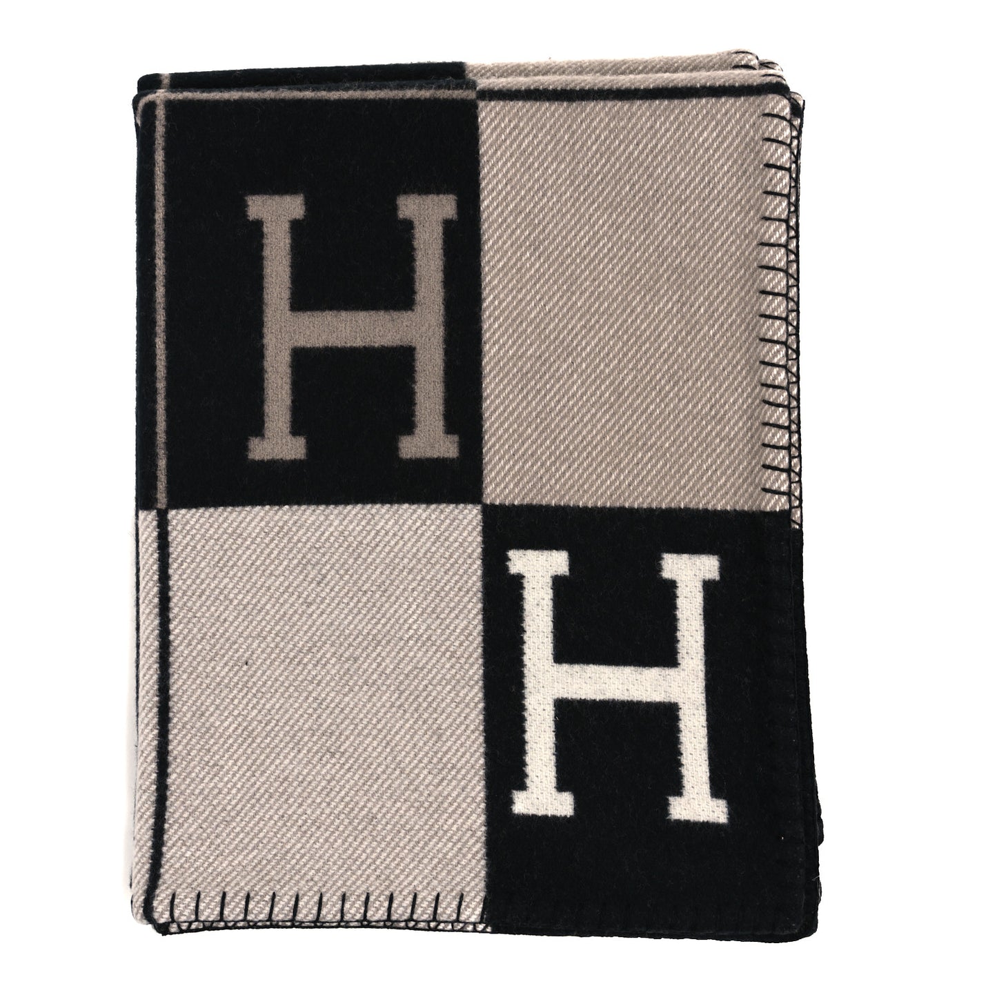 Wool Cashmere Avalon III Blanket Ecru Black