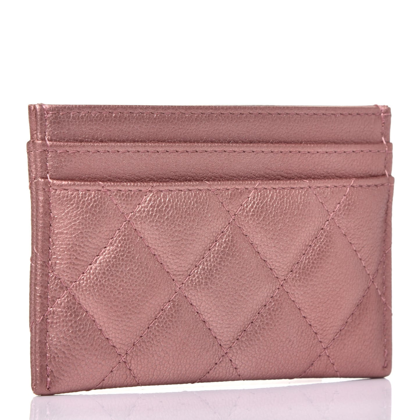 Metallic Caviar Quilted Reissue Card Holder Rose Gold