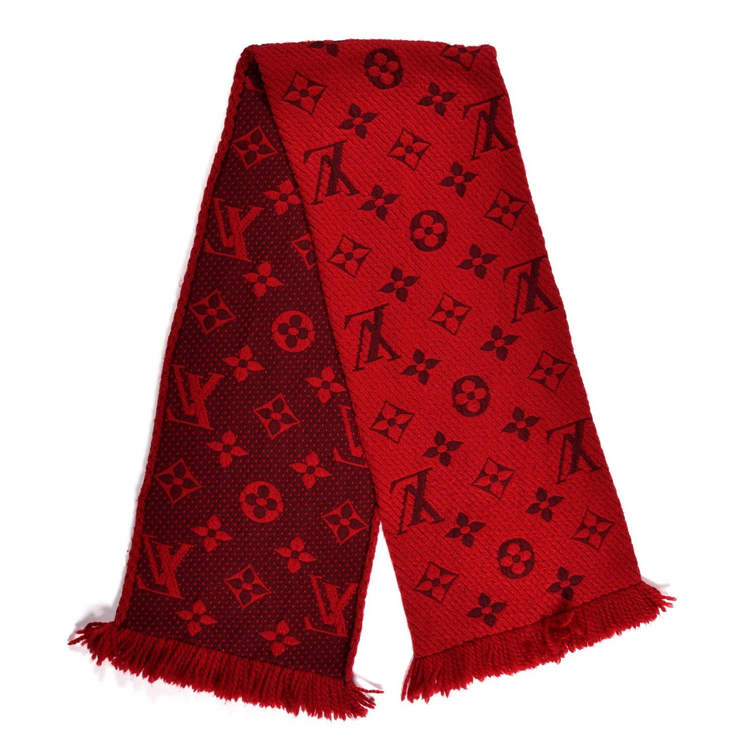 Louis Vuitton Wool Silk Logomania Scarf Rubis 2 of 3