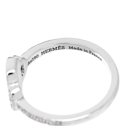 Hermes 18K White Gold Diamond Attelage Ring 52 6 4 of 5