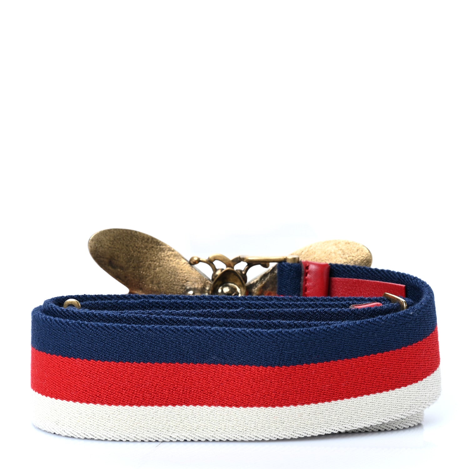 Gucci Canvas Web Queen Margaret Bee Belt 85 34 Red Navy 2 of 4