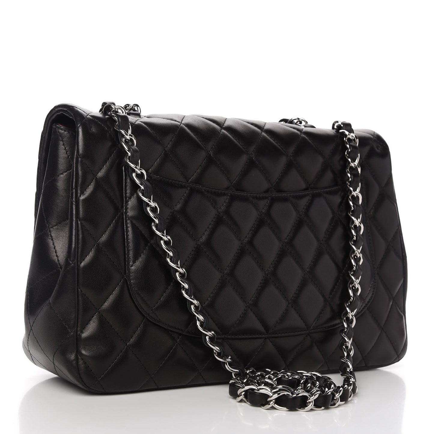 Lambskin Quilted Jumbo Single Flap Black