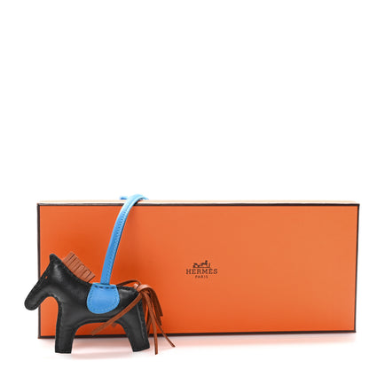 Hermes Milo Lambskin Grigri Rodeo Horse Bag Charm PM Black Gold Bleu Zanzibar 4 of 4