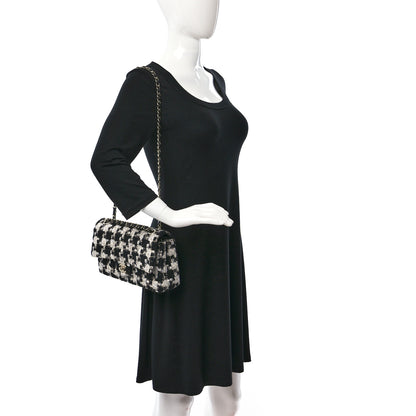Chanel Tweed Quilted Medium Double Flap Black Ecru White 2 of 8