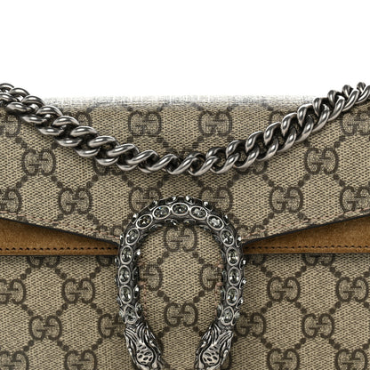 Gucci GG Supreme Monogram Suede Crystal Small Dionysus Shoulder Bag Beige Ebony Taupe 9 of 12