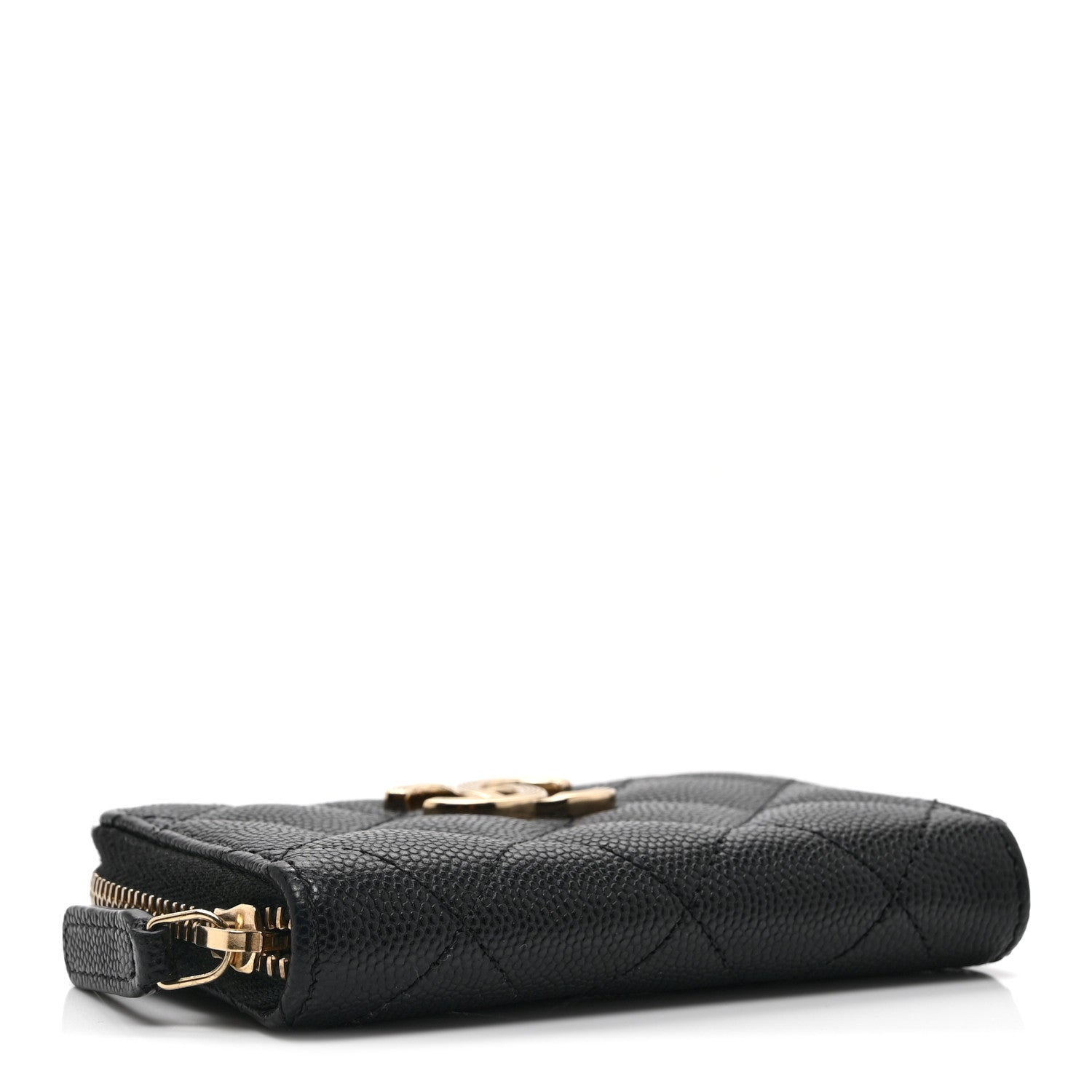 Chanel Caviar Quilted Striated CC Zip Coin Purse Black 4 of 9
