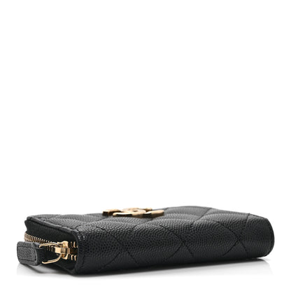 Chanel Caviar Quilted Striated CC Zip Coin Purse Black 4 of 9