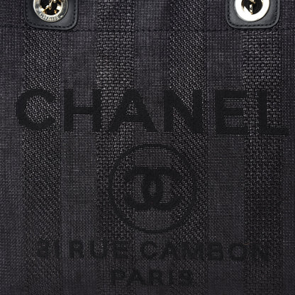 Chanel Mixed Fibers Striped Small Deauville Tote Black 8 of 10