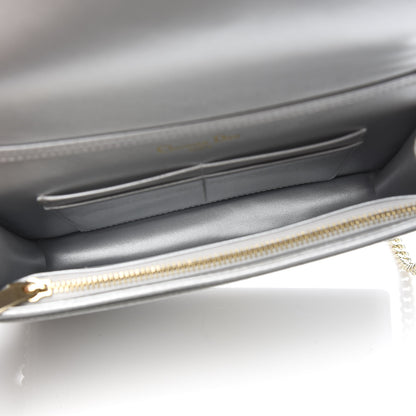 Christian Dior Metallic Grained Calfskin Diorama Wallet on Chain Pouch Silver 5 of 9