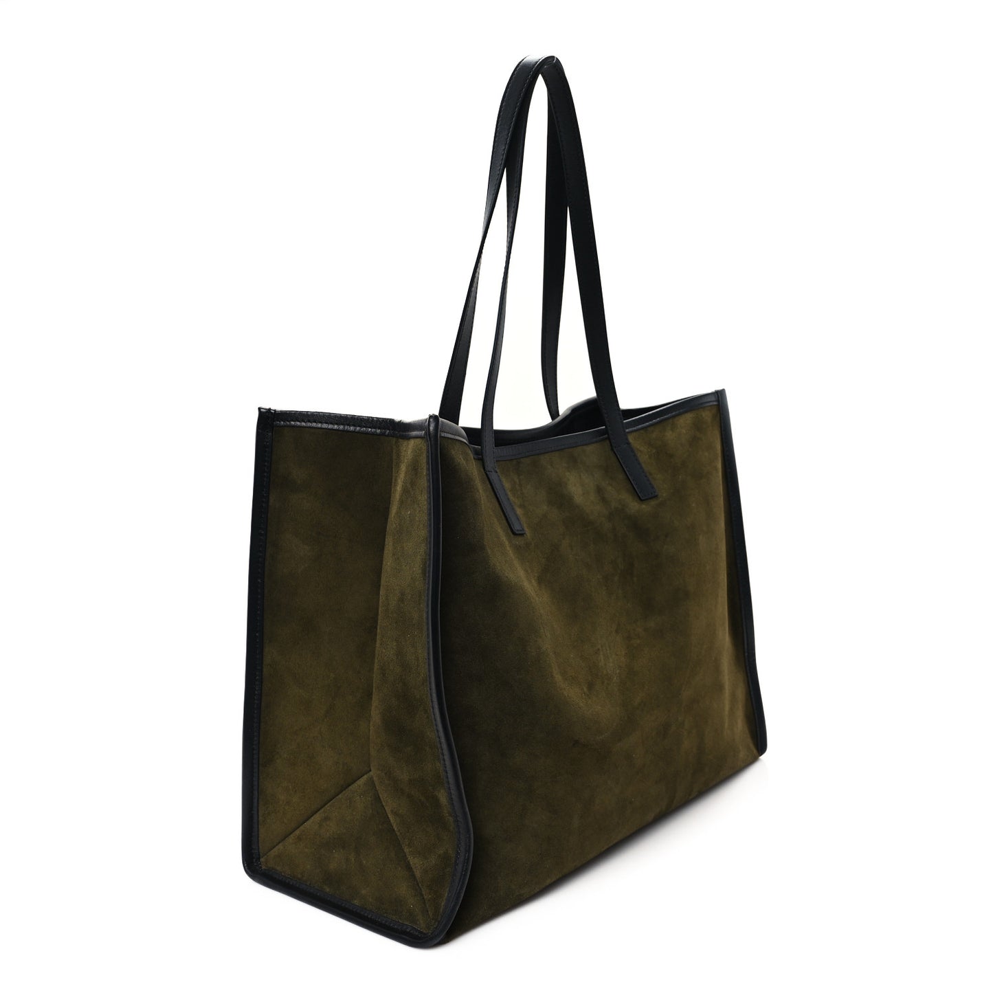 Suede T-Bar Chain Tote Military Black